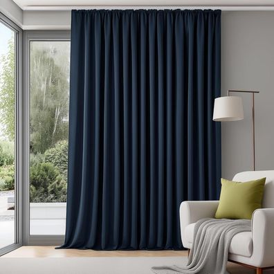 Deconovo Extra Breite Gardinen 220x300 cm Dunkelblau mit Kräuselband