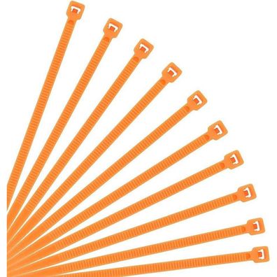 XINGO Kabelbinder Orange, 300mm x 3.6mm, 18,2 kg Zugfestigkeit, UV-beständig