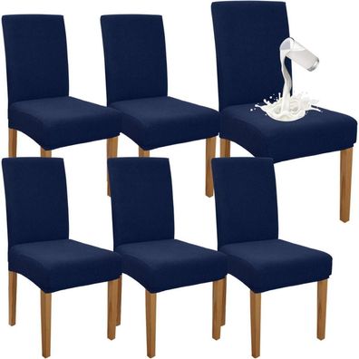 Granbest Premium Wasserdichte Esszimmerstuhlbezüge, 6er Set, Marineblau