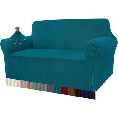 Granbest High Stretch Sofabezug Jacquard, Blaugrün, 2 Sitzer