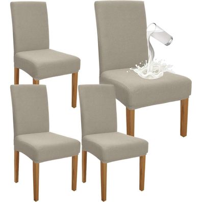Granbest Premium Wasserdichte Esszimmer Stuhlbezüge (4er Set, Sand) - Stretch
