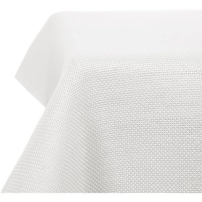 Deconovo Leinenoptik Tischdecke 229x132 cm Weiß - Wetterfest & Wasserabweisend
