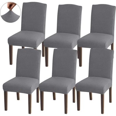 Granbest Stuhlhussen im 6er Set, hohe Dehnung, Jacquard-Muster, hellgrau, für