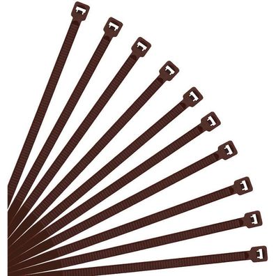 XINGO Kabelbinder Braun, 250mm x 3.6mm, 18.2 kg Zugfestigkeit, UV-beständig