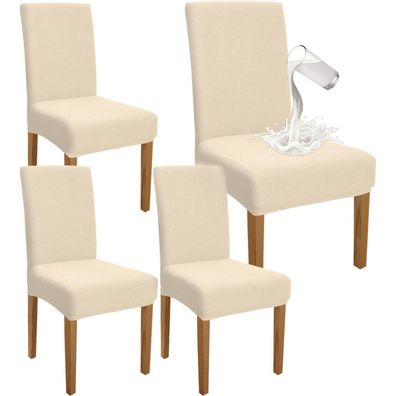 Granbest Premium Wasserdichte Esszimmerstuhlbezüge (4er Set, Beige) - Stretch