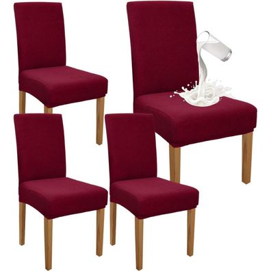 Granbest Premium Wasserdichte Esszimmerstuhlbezüge im 4er Set, Stretch, Weinrot