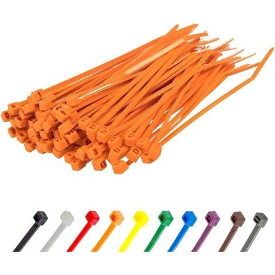 Gocableties 100 farbige Nylon-Kabelbinder, 100 mm x 2,5 mm, orange