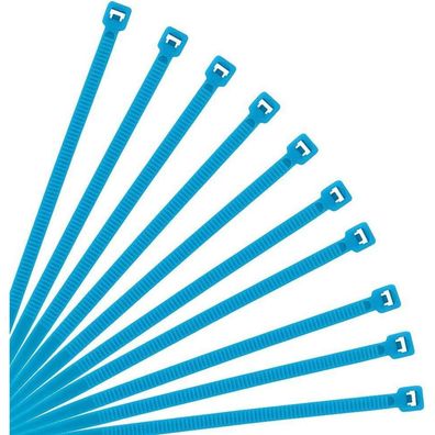 XINGO Kabelbinder Blau, 250mm x 3.6mm, 18,2 kg Zugfestigkeit, UV-beständig
