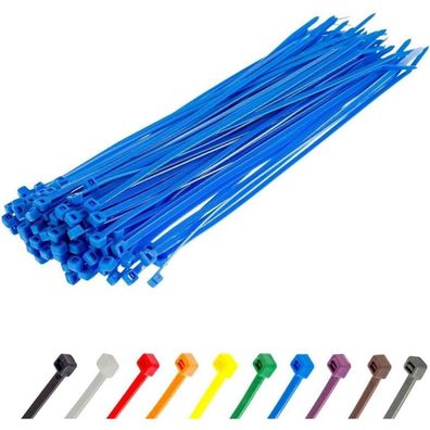 Gocableties Kabelbinder Blau, 300 mm x 3,6 mm, 100 Stück, UV Beständig, 18,2 kg