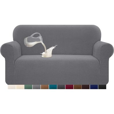 Granbest Stretch Wasserdicht Sofabezug für 2-Sitzer Sofas, Hellgrau, Jacquard