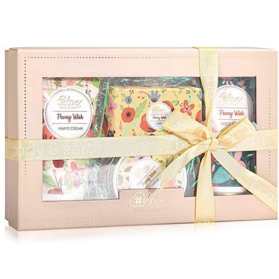 Body & Earth Love Duftkerze Handcreme Geschenkset, 4-teilig - Pfingstrose Duft