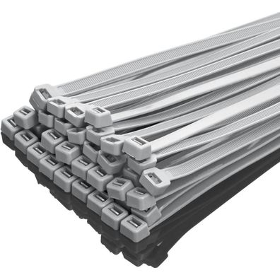 XINGO 100 Stück Premium Kabelbinder, strapazierfähig, 300mm x 7.6mm, Grau, 50kg