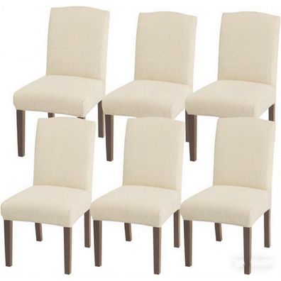 Granbest Stuhlhussen Set (6 Stück, Hellbeige) - Hohe Dehnung, Jacquard