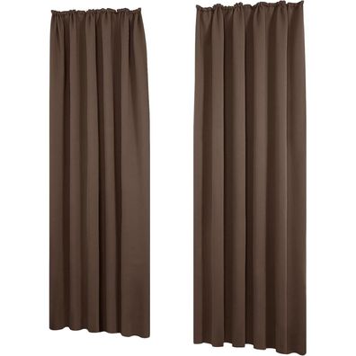 Deconovo Blickdichte Gardinen mit Kräuselband, Lärmschutz, 245x140 cm, Braun