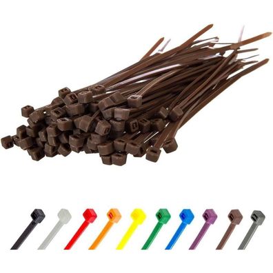 Gocableties Kabelbinder Braun, 150 mm x 3,6 mm, 100 Stück, UV Beständig, 18,2