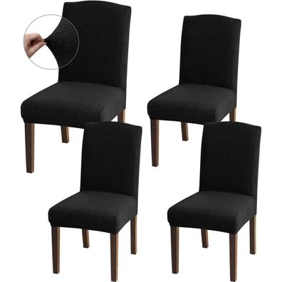 Granbest Hochdehnbare Jacquard Stuhlhussen im 4er-Set, Schwarz - Universell