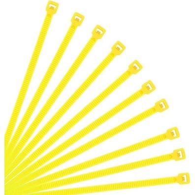 XINGO Kabelbinder Gelb, 250mm x 3.6mm, 18.2 kg Zugfestigkeit, UV-beständig