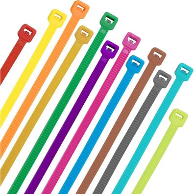 XINGO 1200 Stück Farbige Kabelbinder, 300mm x 4.8mm, UV-Beständig, für