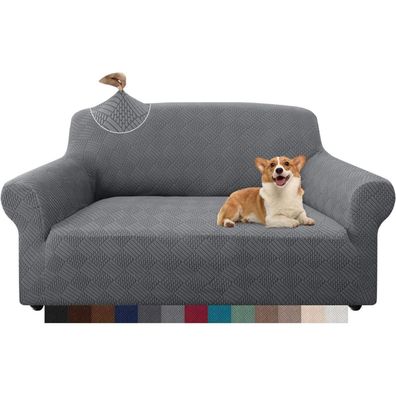 Granbest Rhombus Jacquard Sofabezug 2 Sitzer, Hellgrau - Stilvoller und dicker
