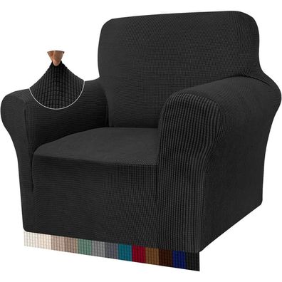 Granbest High Stretch Sofabezug Jacquard Elastische Sofahusse 1 Sitzer Schwarz