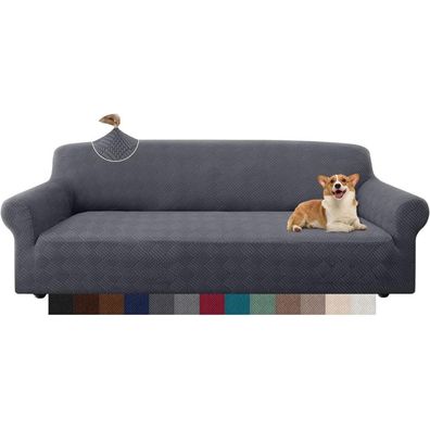 Granbest 4-Sitzer Sofabezug Grau, stilvoller Rhombus Jacquard Übergröße