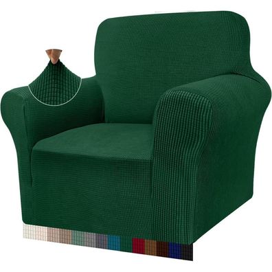 Granbest High Stretch Sofabezug Jacquard Sofaüberwurf Dunkelgrün, 1 Sitzer