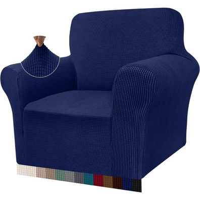 Granbest High Stretch Sofabezug Jacquard Dunkelblau 1-Sitzer - Moderner