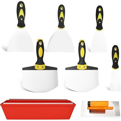 bssmmai 8-teiliges Spachtel Set aus Edelstahl mit Silikongriff für Trockenbau