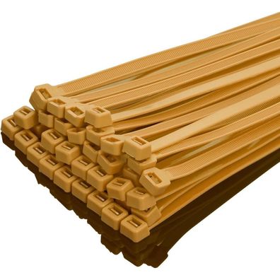 XINGO Kabelbinder Gold, 100 Stück, 250mm x 7,6mm, 50 kg Zugfestigkeit, UV