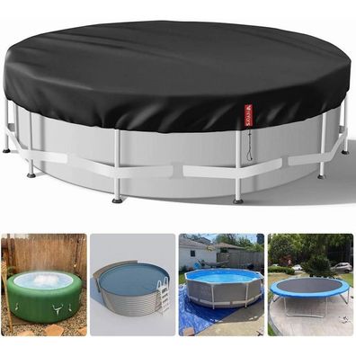 VniYors Poolabdeckung Rund 244 cm Schwarz - 420D Oxford, UV-Schutz, Kordelzug