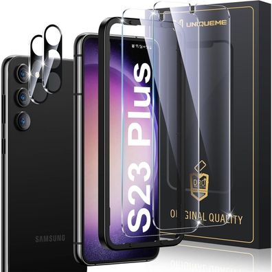 UniqueMe 2 Stück Displayschutzfolie für Samsung Galaxy S23 Plus mit Schablone