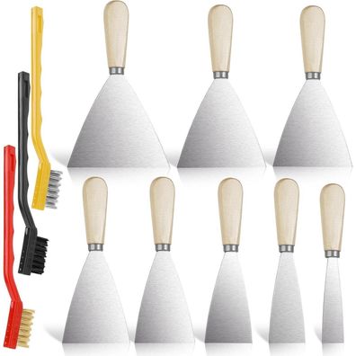Samulee Spachtel Set 8-teilig aus Edelstahl mit 3 Metallbürsten, rostfrei für