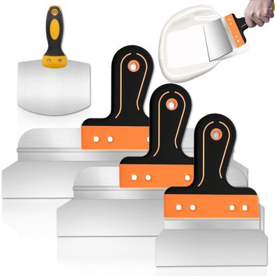 YUJUVI Spachtel Set Flächenspachtel 4 Stück Edelstahl 400mm, 250mm, 150mm für