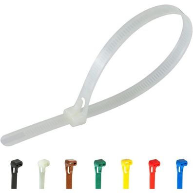 Gocableties Kabelbinder Wiederverschließbar, 250 mm x 7,6 mm, 100 Stück, Weiß