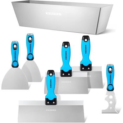 KEZERS 7-teiliges Spachtel Set aus Edelstahl mit Silikongriff - Profi