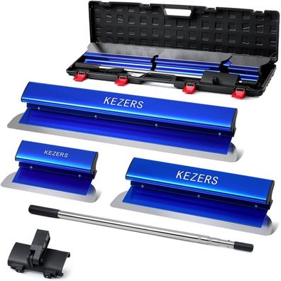 KEZERS Flächenspachtel Set (30/55/80cm) mit Teleskopstange (88-205cm) für