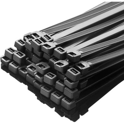 XINGO 100 Stück Kabelbinder 250mm x 7.6mm Schwarz, Premium Nylon, 50kg