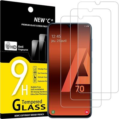 NEW'C 3x Displayschutzfolie für Samsung Galaxy A70, 9H Härte, Kratzfest