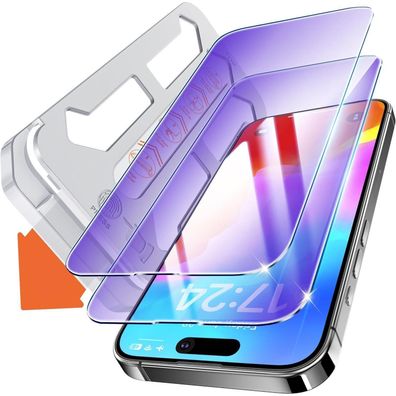 Tentoki Panzerglas iPhone 14 Pro (6,1 Zoll) Schutzfolie Anti-Blaulicht, 2 Stück