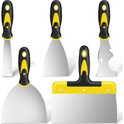 DEKEones 5-teiliges Tapetenschaber-Set aus Edelstahl, 4 Farbschaber & 1