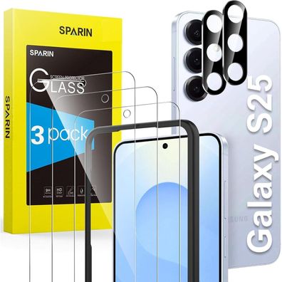 SPARIN 3 Stück Displayschutzfolie & 2 Kameraschutz für Samsung Galaxy S25 (6.2