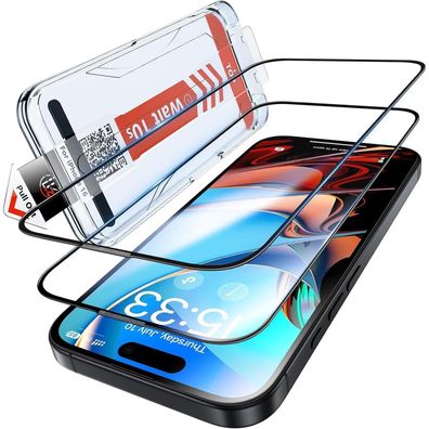 LK Panzerglas für iPhone 15/16, Staubfrei, Auto-Installation, 9H Härte