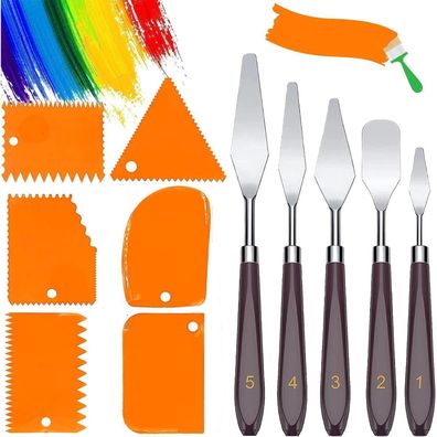 Rominvic Spachtel Set 11 Stück für Acrylmalerei - 5 Palettenmesser & 6