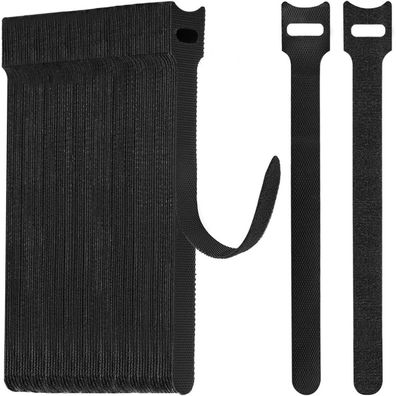Wszjinb Klett Kabelbinder 25cm Schwarz, 40 Stück, Wiederverschließbar