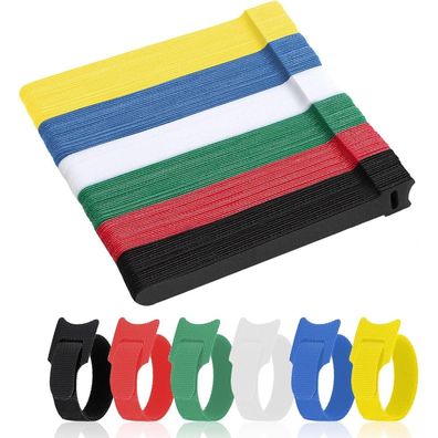 Wszjinb 120x Klett Kabelbinder 15cm, Mehrfarbig, Wiederverschließbar