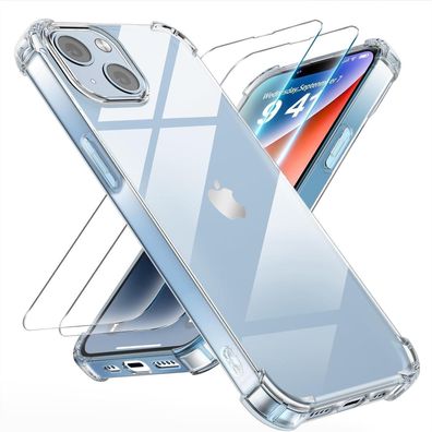 Tentoki 3-in-1 iPhone 14 Hülle & Panzerglas Set - Nie Vergilbend, Stoßfest