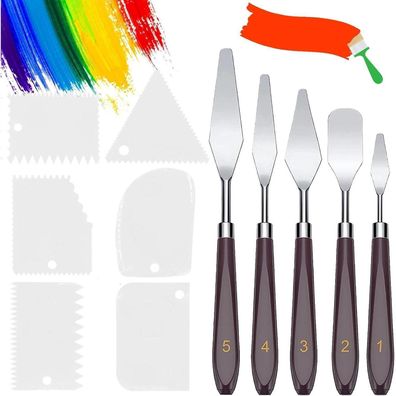 Rominvic Spachtel Set 11 Stück für Acrylmalerei - 5 Palettenmesser + 6