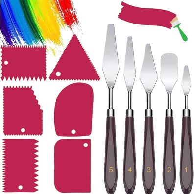 Rominvic Spachtel Set 11 Stück - Acrylmalerei Palette Messer & Abstreifermesser
