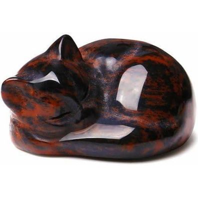 Qinjiejie Roter Obsidian Katze Kristalle Schmucksteine Figur Schlafende