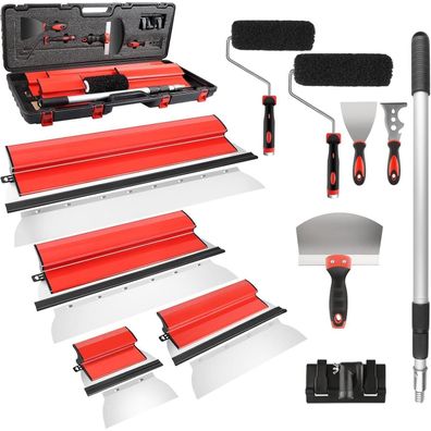 suokoun Trockenbau-Klingen-Set mit Koffer, 4 Größen (25-80cm), Teleskopstiel